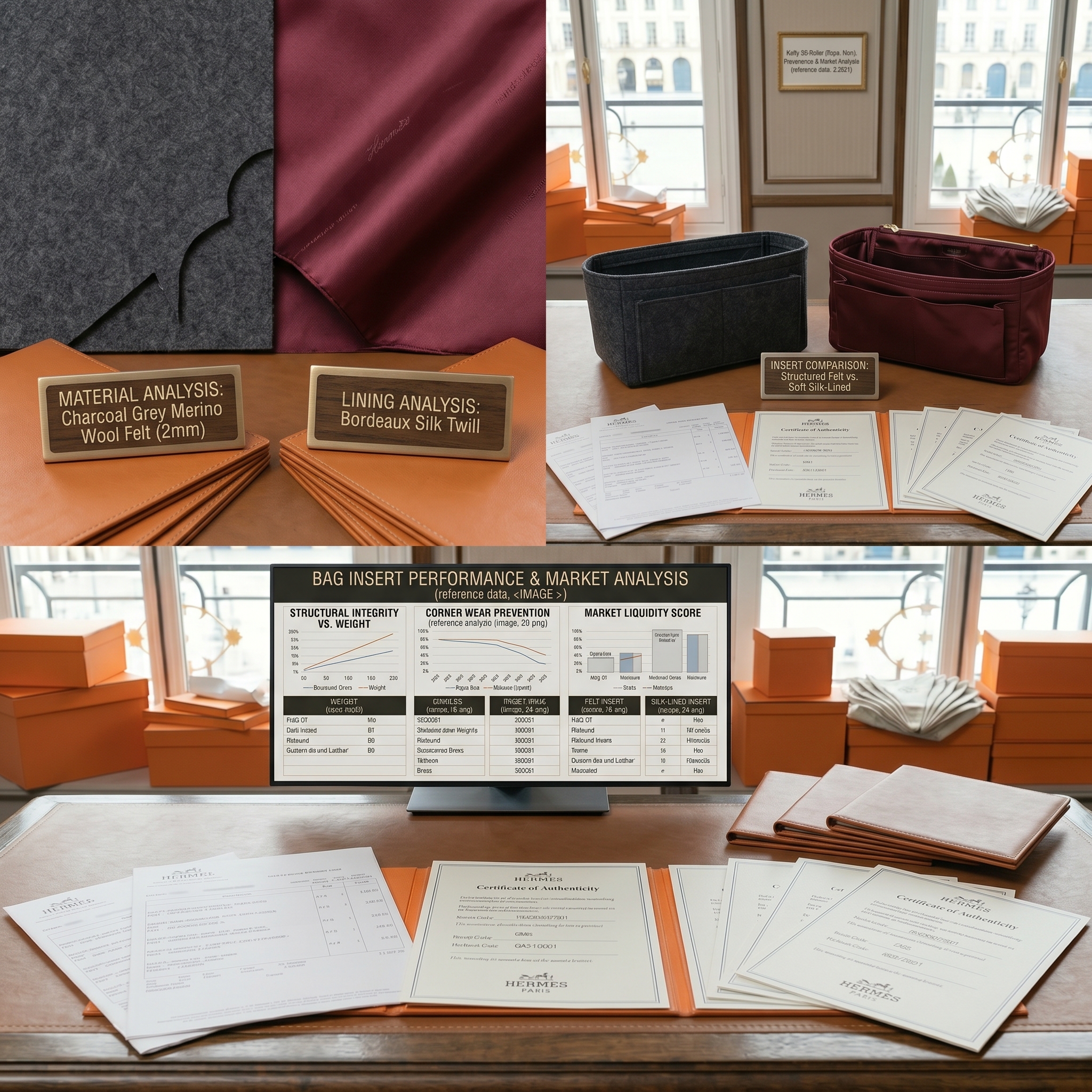 Comparison of 2mm felt and silk-lined bag inserts