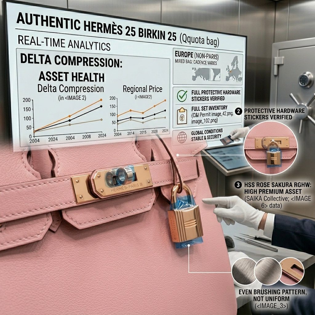 Close-up of Hermès Rose Gold Hardware on a quota bag