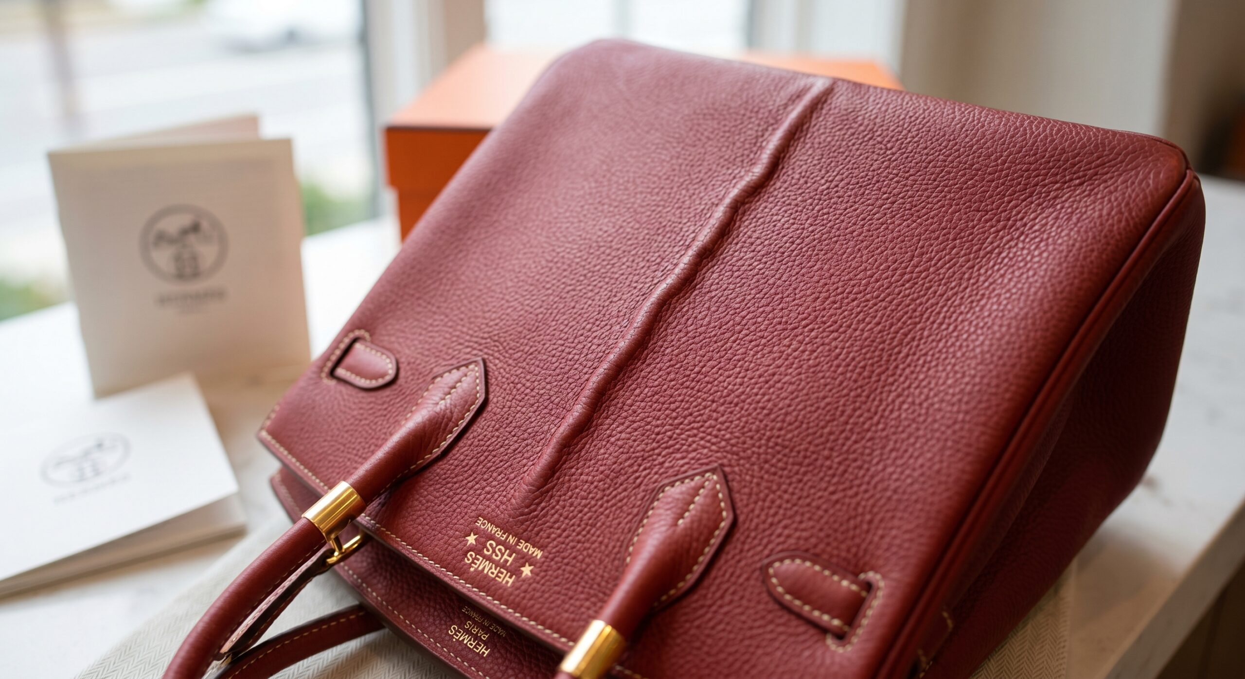 A Hermès Special Service (HSS) Birkin in Chevre Mysore, displaying the distinctive spine