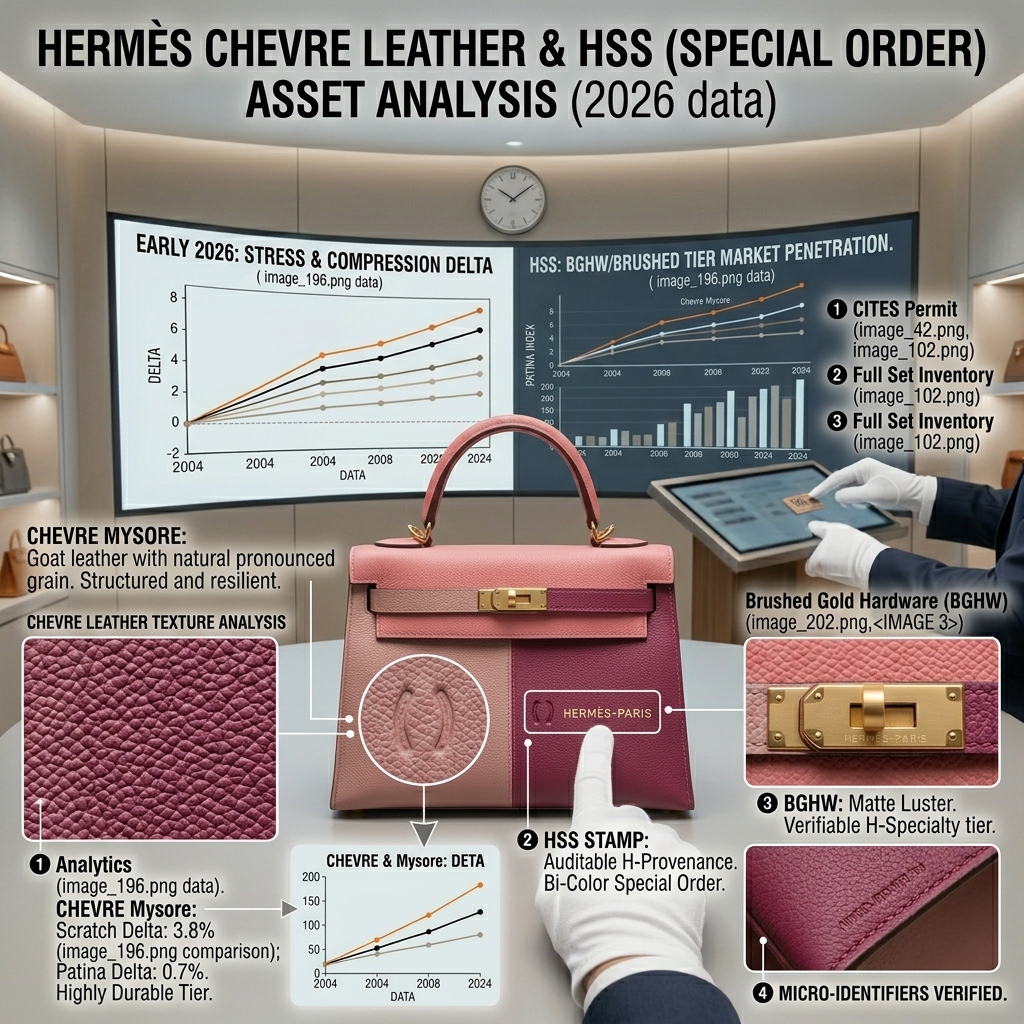 Hermès Chevre leather texture and HSS bag details