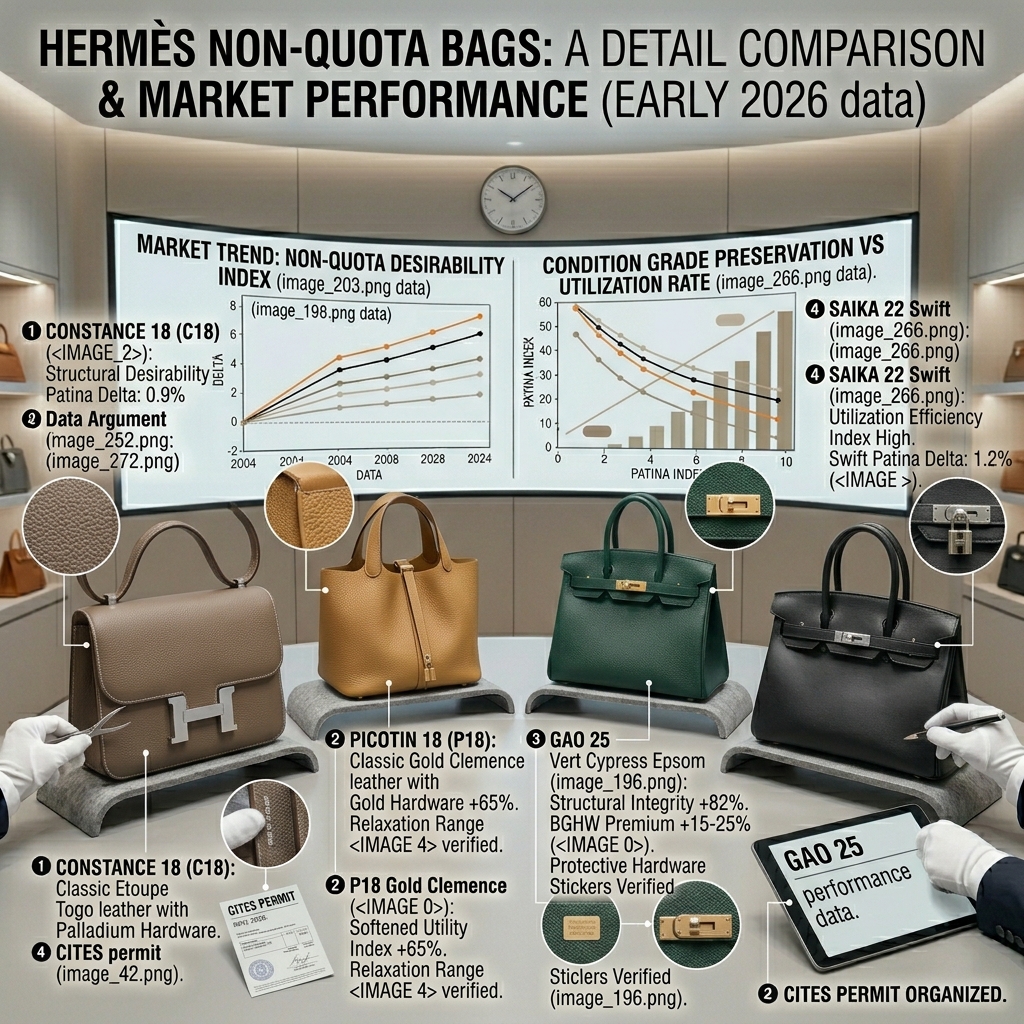 Comparison of Hermès non-quota bags in a boutique setting