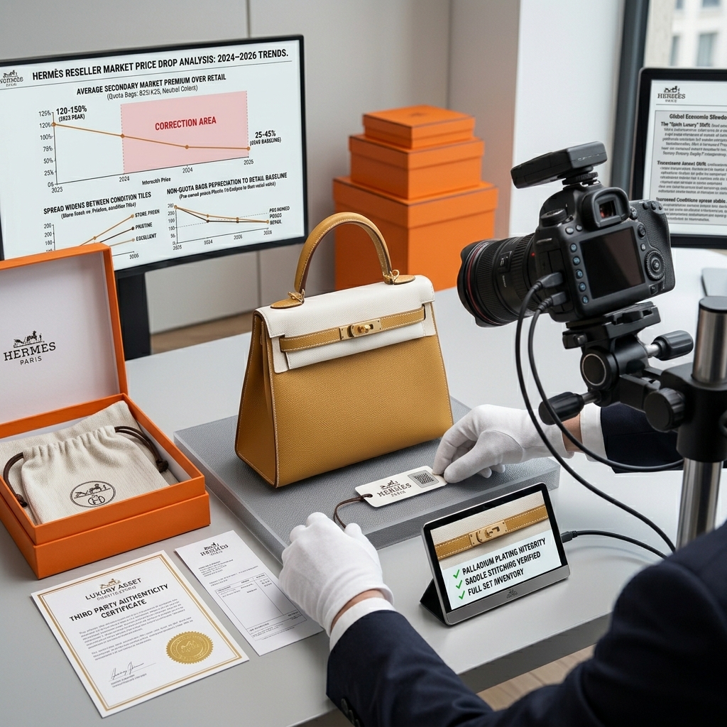 Preparing to list a pristine Hermès asset on a major resale platform