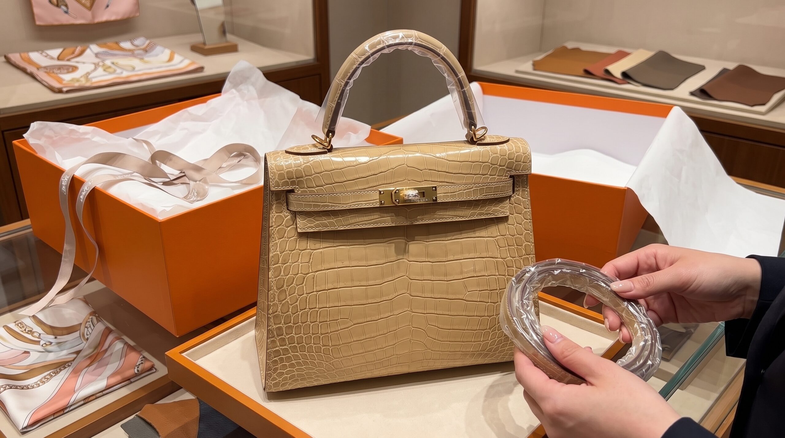 A newly allocated Hermès Kelly 25 in pristine condition
