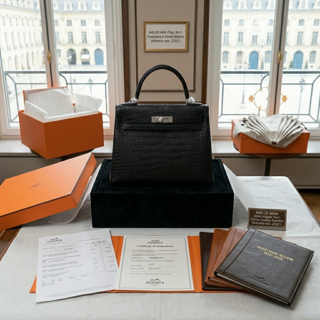 A Hermès Kelly 28 Sellier in pristine condition, showing perfect structural retention