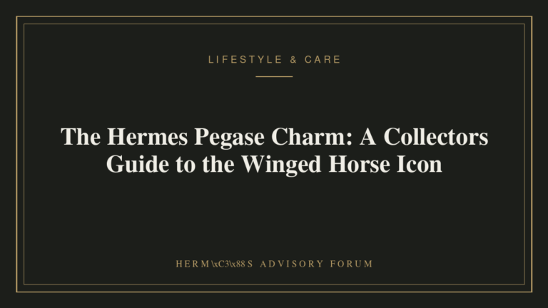 Hermes Pegase charm featuring the winged horse design attached to a leather handbag strap
